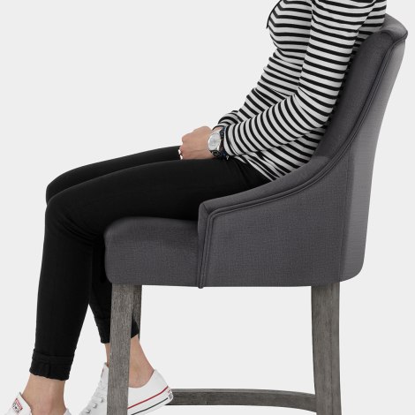 Richmond Grey Oak Stool Charcoal Fabric Seat Image