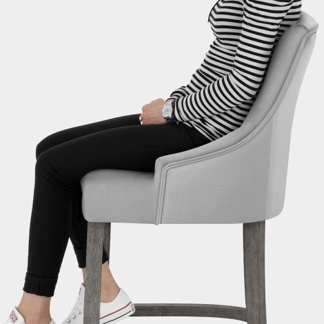Richmond Grey Oak Stool Grey Fabric Seat Image