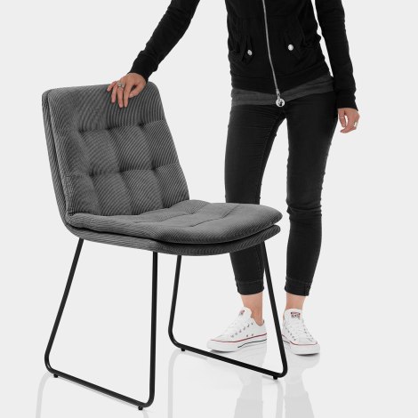 Riva Dining Chair Dark Grey Fabric Features Image