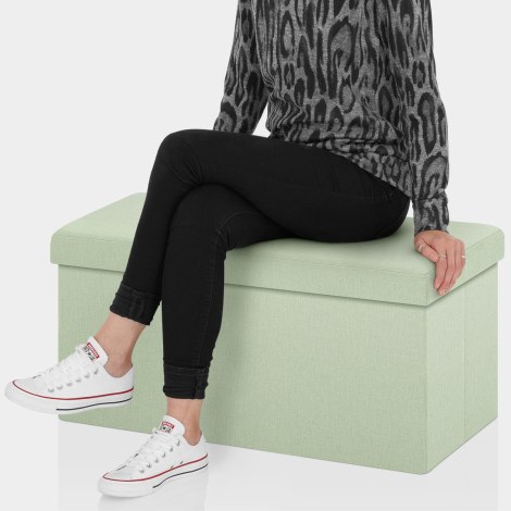 Tiffany Foldable Ottoman Green Fabric Seat Image