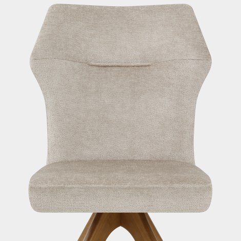 Troy Wooden Dining Chair Beige Fabric Seat Image
