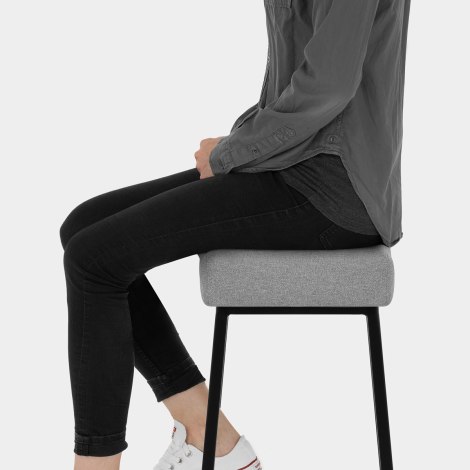 Uno Bar Stool Light Grey Fabric Seat Image