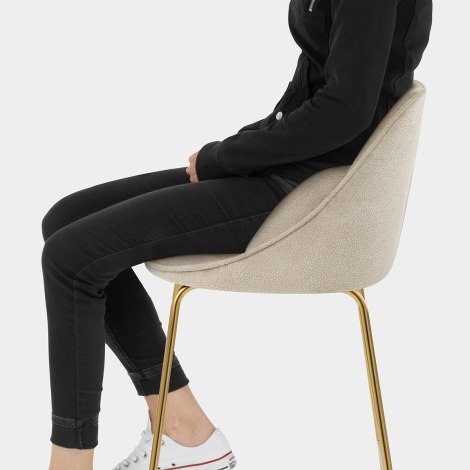 Valentina Gold Stool Beige Fabric Seat Image