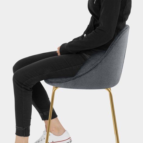 Valentina Gold Stool Grey Fabric Seat Image