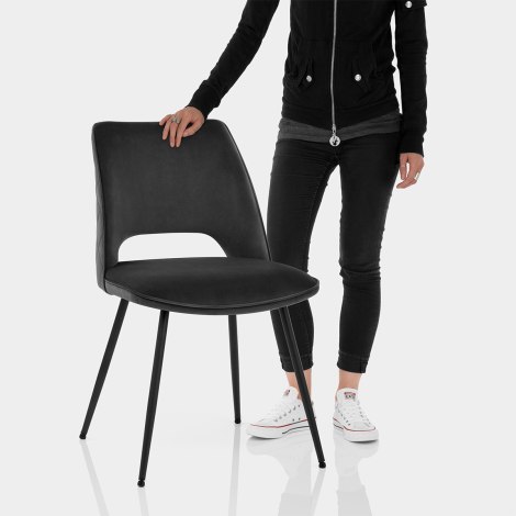 Viola Dining Chair Black Velvet Features Image