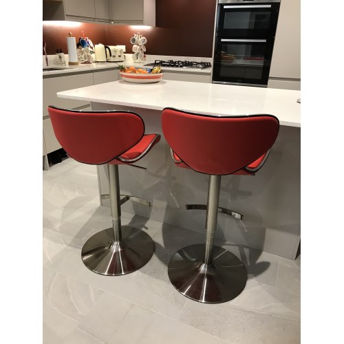 Deluxe Duo Leather Brushed Stool Red, Bar Stool Chair Base Replacement Floor Protector Ring Seal