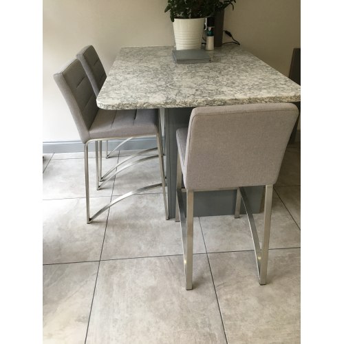 Stella Brushed Steel Stool Grey Fabric Atlantic Shopping