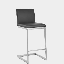 Ace Brushed Steel Stool Black