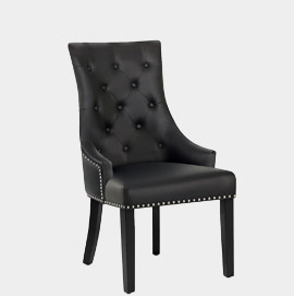 Ascot Dining Chair Black Leather