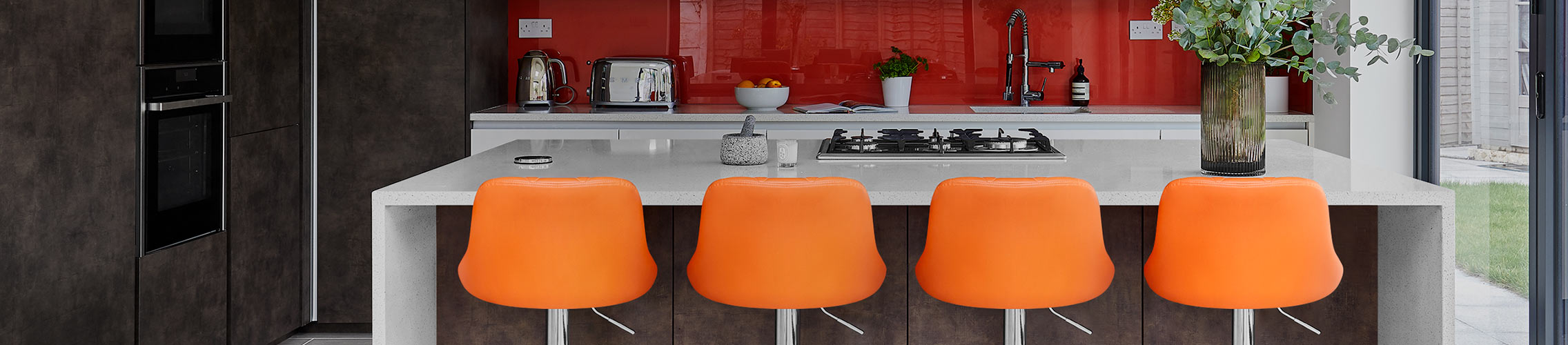 Orange Breakfast Bar Stools