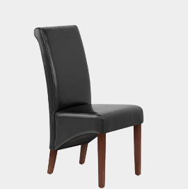 Carlo Walnut Chair Black Leather