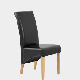 Carlo Oak Chair Black Leather