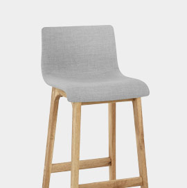 Drift Oak And Light Grey Fabric Stool