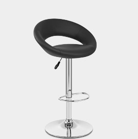 Padded Crescent Bar Stool Black