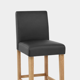 Tetbury Oak Bar Stool Black Leather