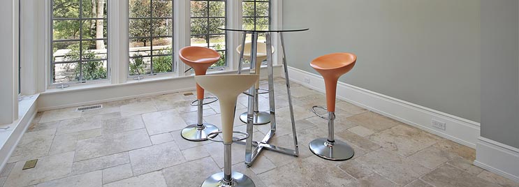 Cross Base Bar Table with Cream and Orange Bar Stools