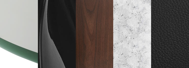 Glass, Plastic, Wood, Marble and Leather Comparison Image