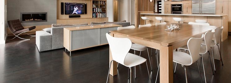 White Candy Chairs in Wooden Open Plan Home