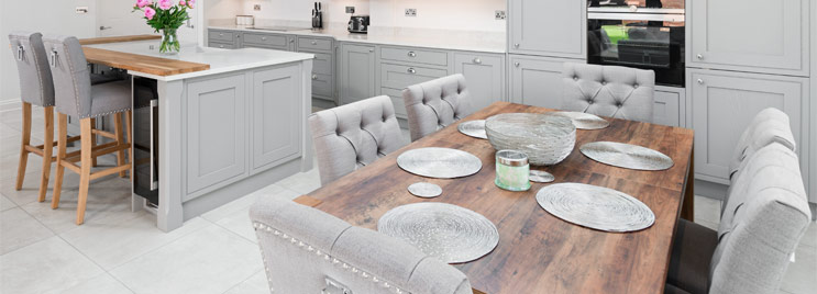 Kitchen With Matching Bar Stools And Dining Chairs