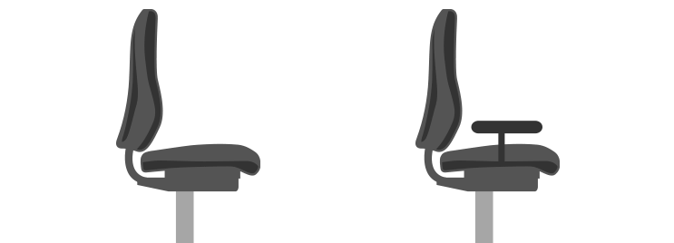 Diagram Showing Backrest and Armrests on Office Chairs