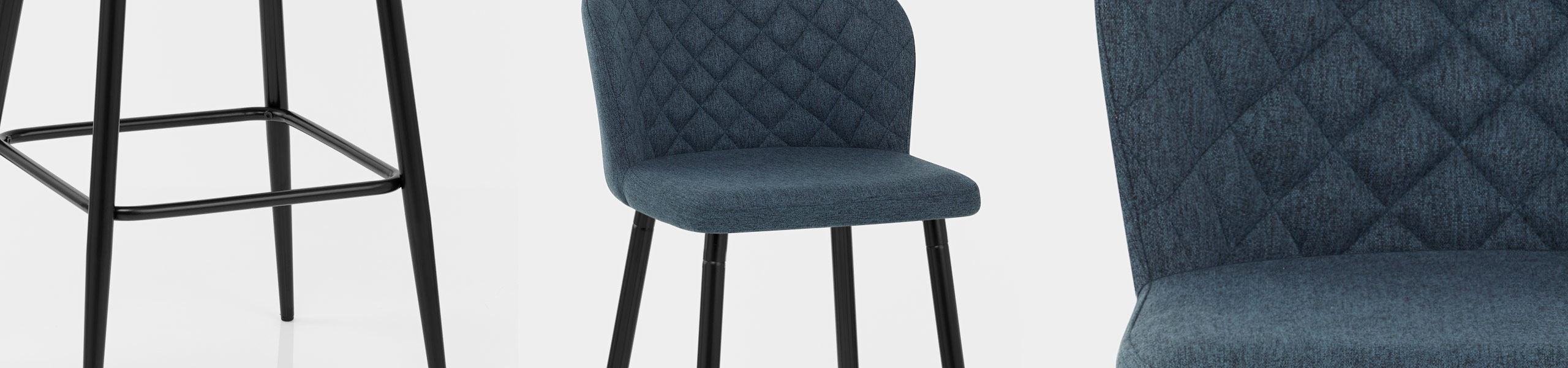 Strand High Bar Stool Blue Fabric Video Banner