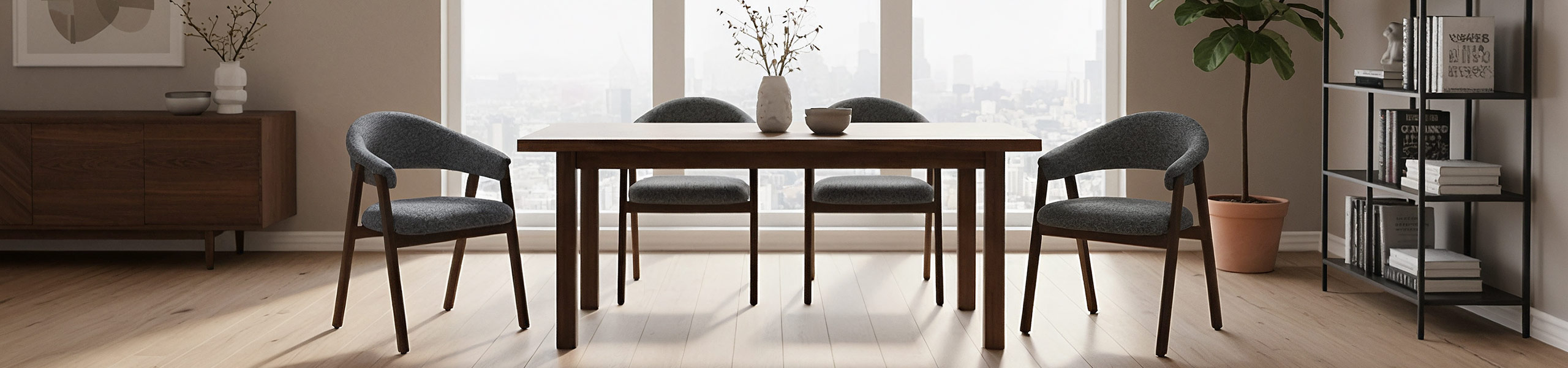 Amber Dark Oak Chair Charcoal Fabric Video Banner