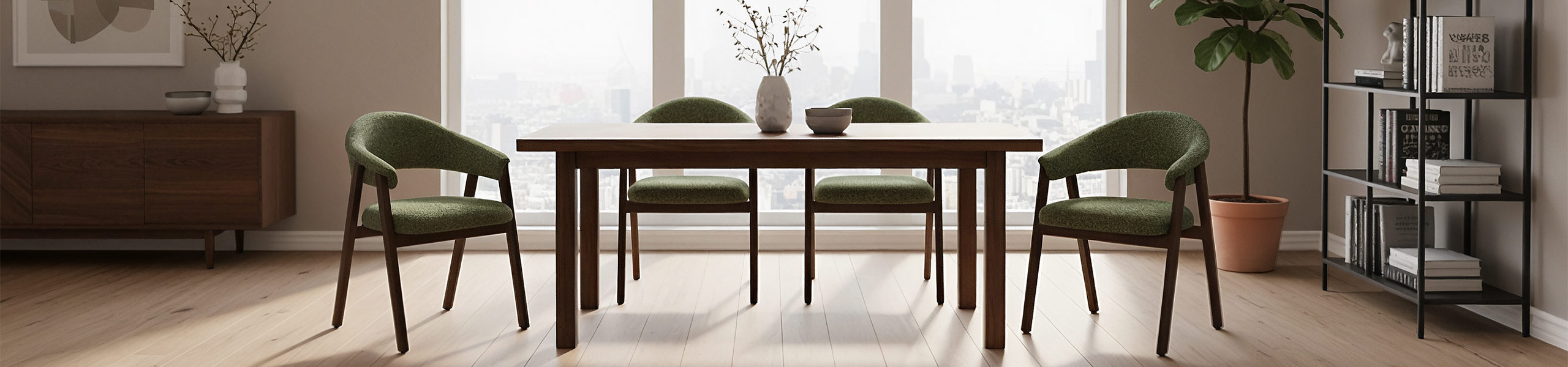 Amber Dark Oak Chair Green Fabric Video Banner