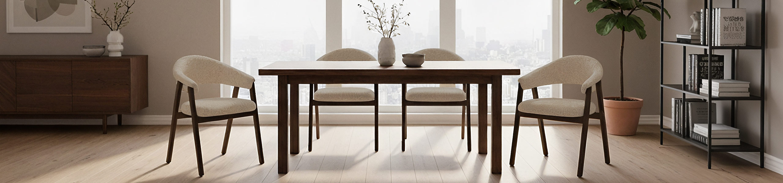 Amber Dark Oak Chair Tweed Fabric Video Banner