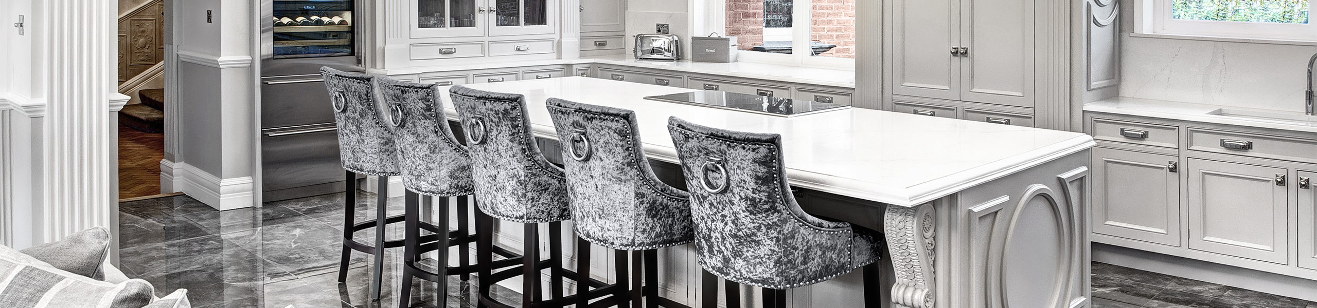 Ascot Bar Stool Grey Velvet Video Banner