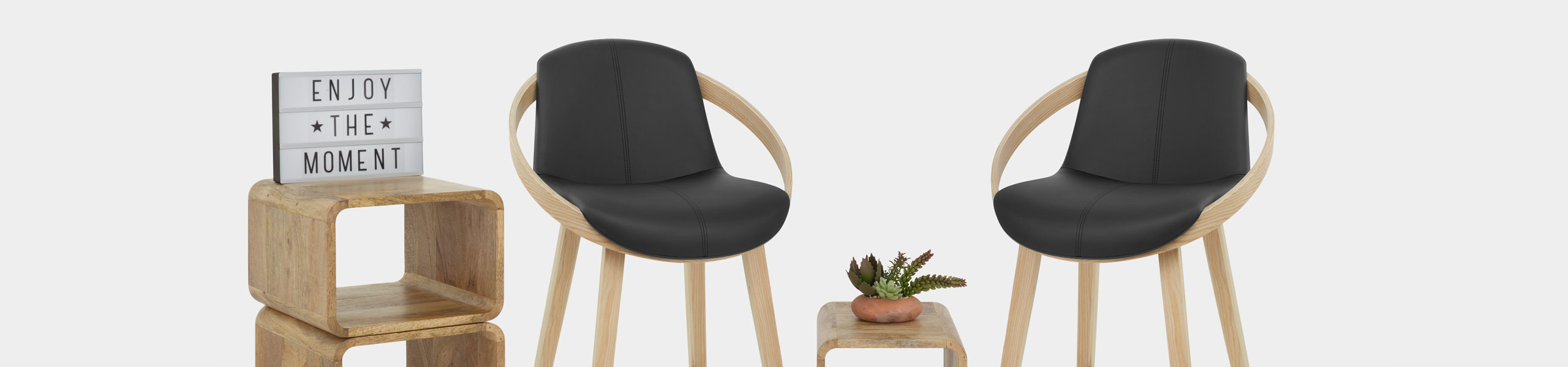 Atom Stool Oak & Black Video Banner