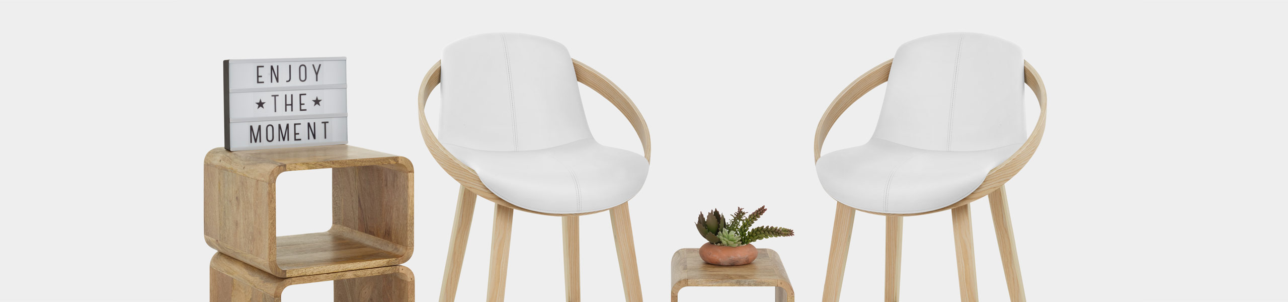 Atom Stool Oak & White Video Banner