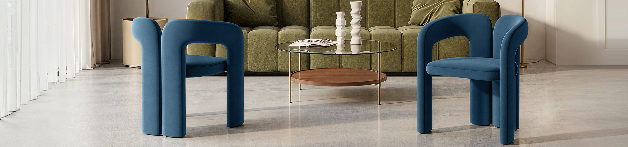 Bubble Chair Blue Velvet Video Banner