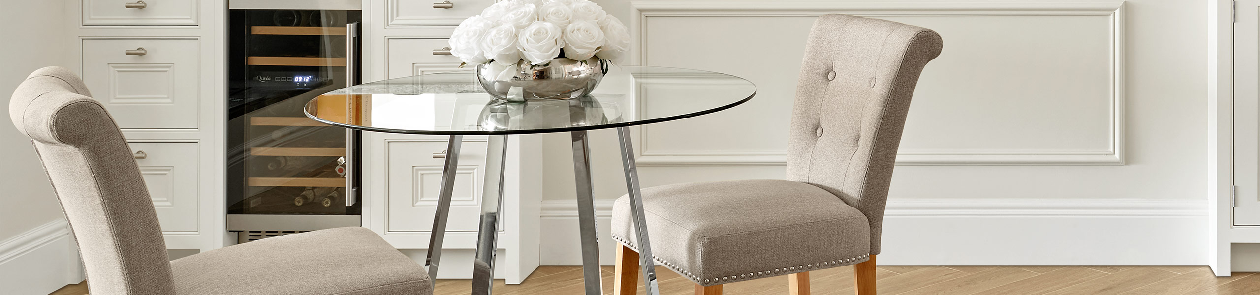 Buckingham Dining Chair Oak & Tweed Fabric Video Banner