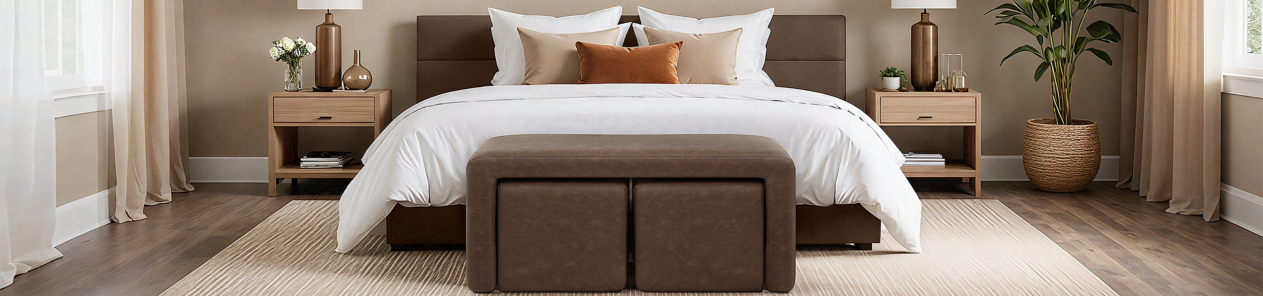 Buddy Ottoman Bench Set Brown Video Banner