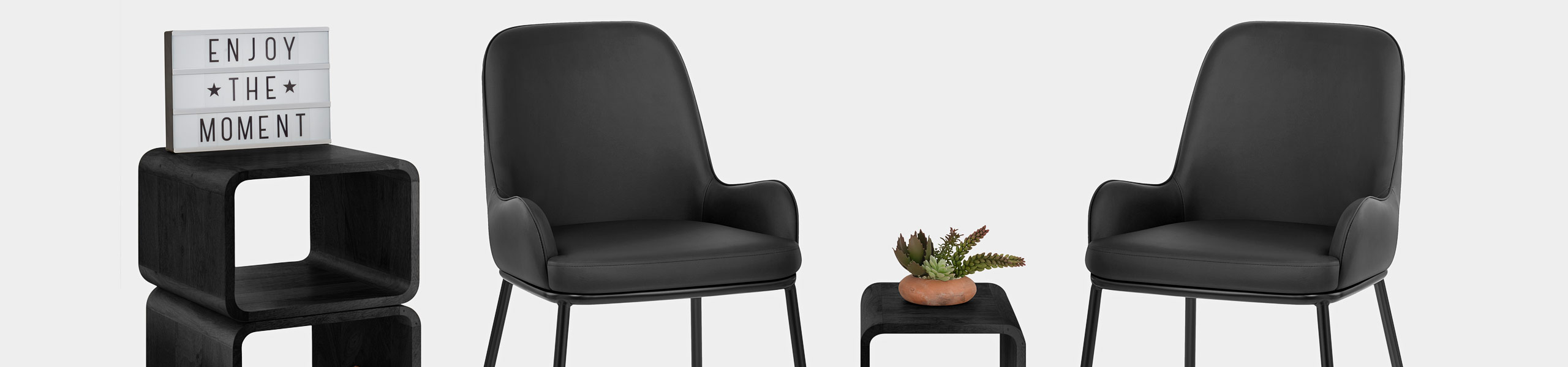 Cameo Dining Chair Black Leather Video Banner