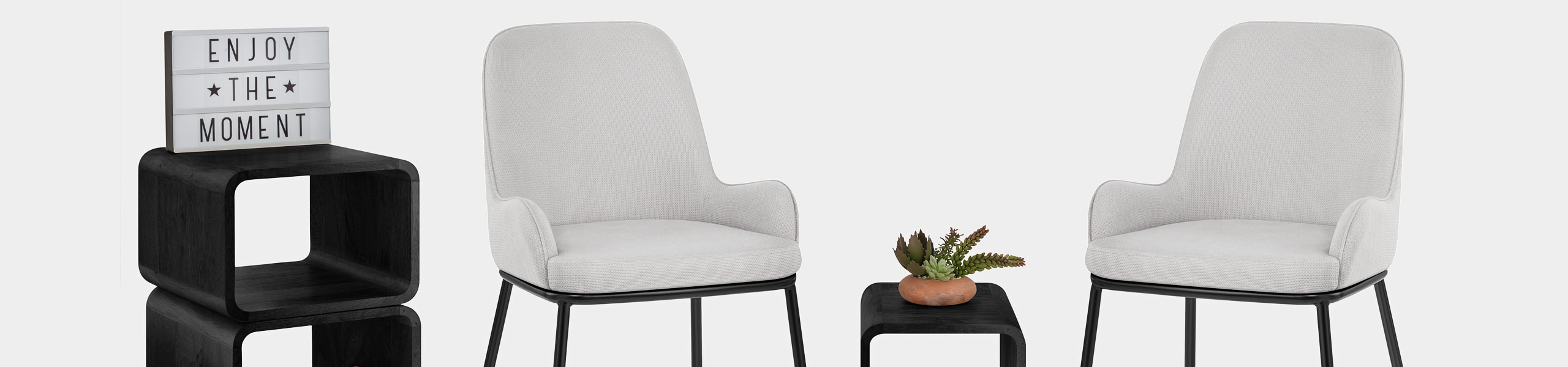 Cameo Dining Chair Light Grey Fabric Video Banner