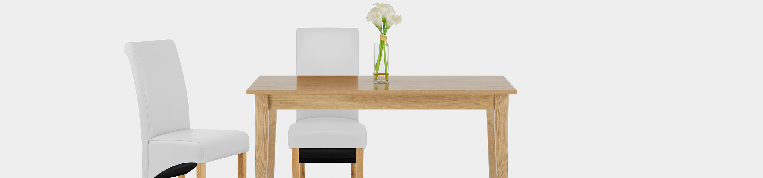 Carlo Oak Chair White Leather Video Banner