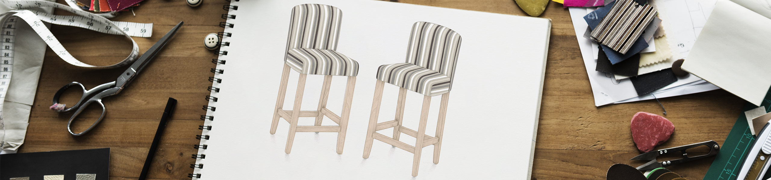 Carter Oak Bar Stool Stripe Fabric Video Banner