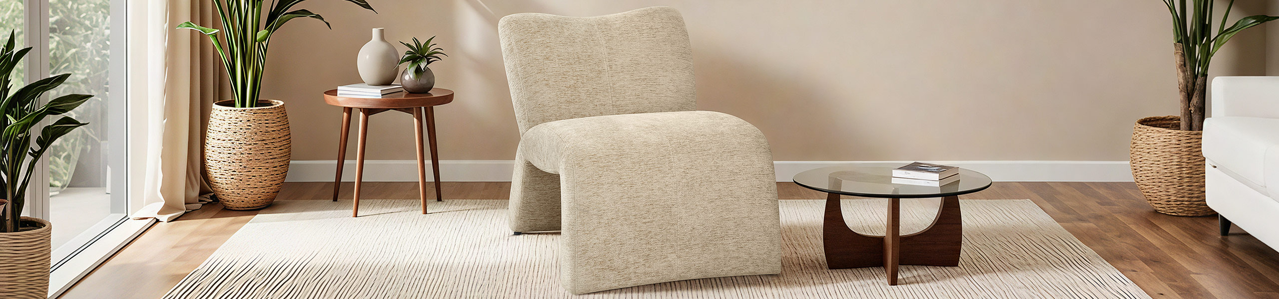 Chill Chair Beige Fabric Video Banner