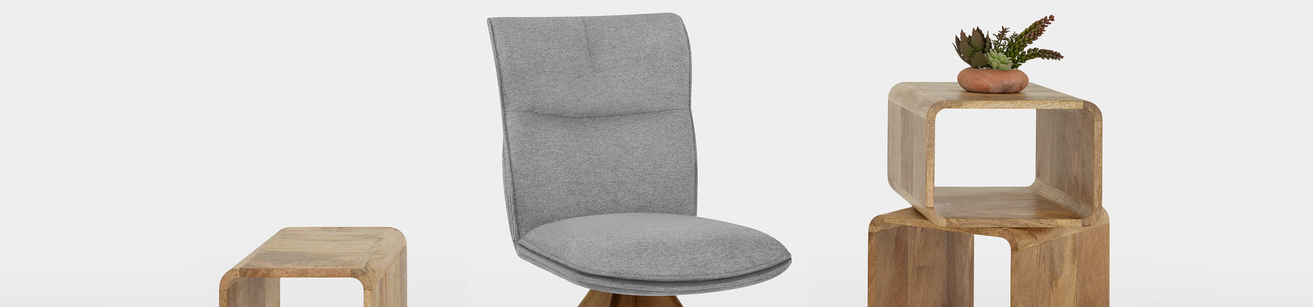 Cody Wooden Dining Chair Light Grey Fabric Video Banner