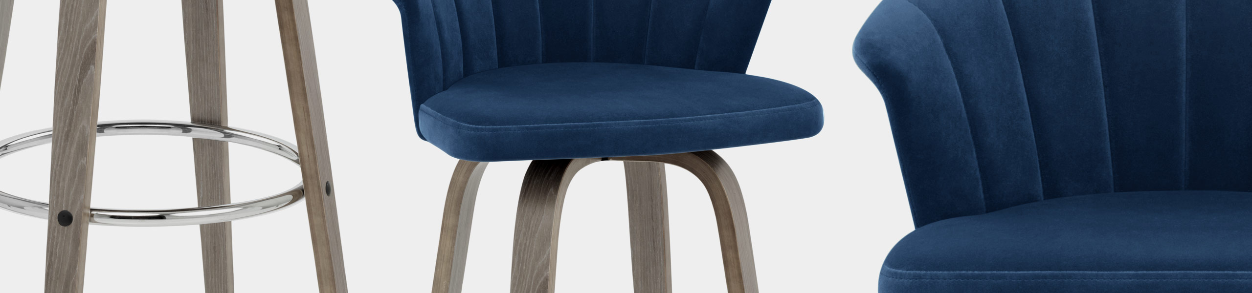 Concerto Wooden Stool Blue Velvet Video Banner