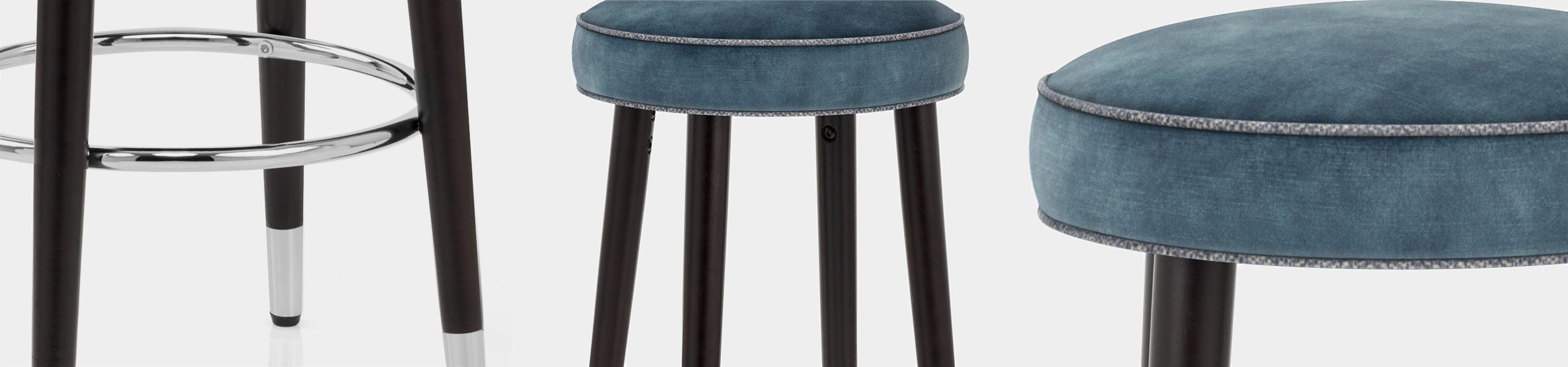 Conrad Bar Stool Antique Blue Velvet Video Banner
