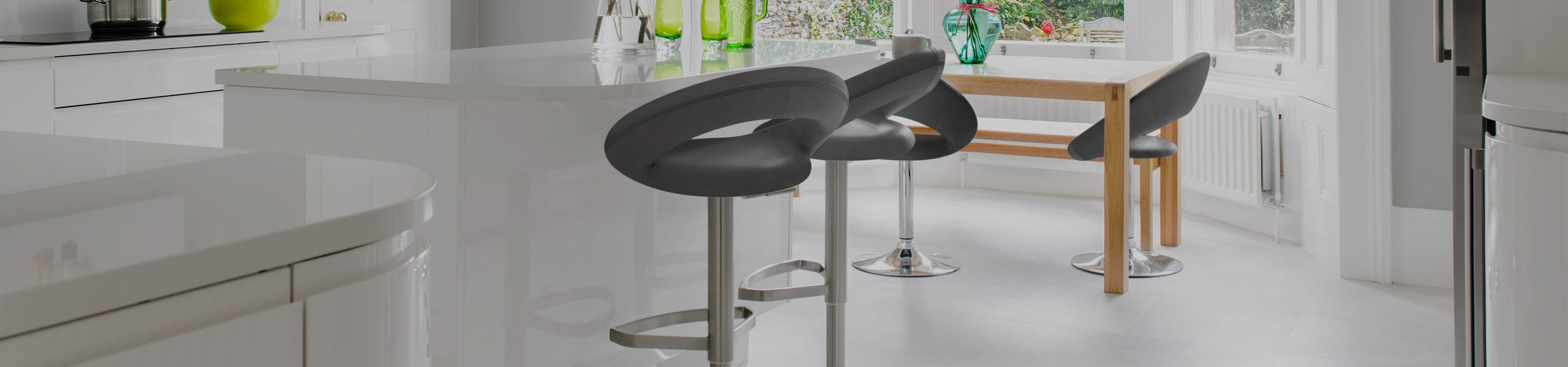 Real Leather Crescent Bar Stool Grey Video Banner