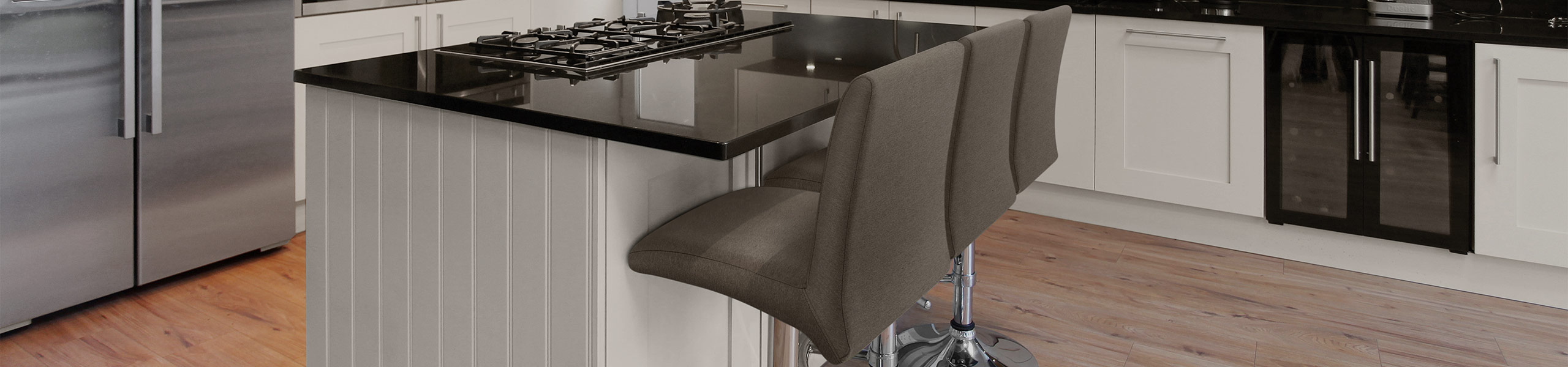 Deluxe High Back Stool Brown Fabric Video Banner