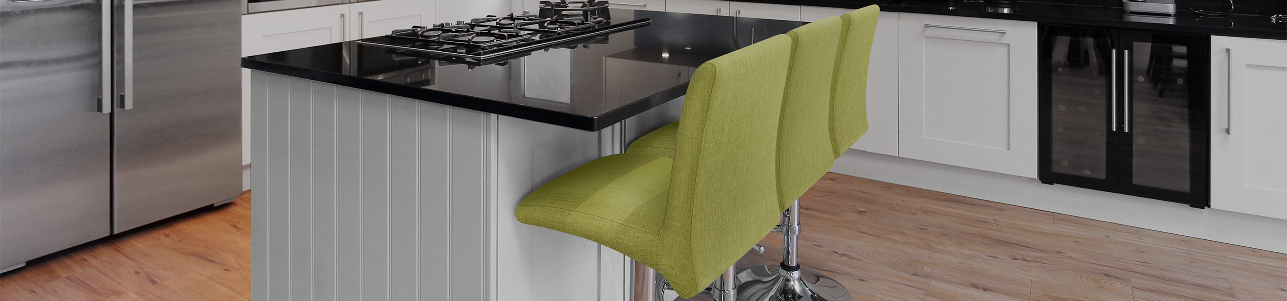 Deluxe High Back Stool Green Fabric Video Banner