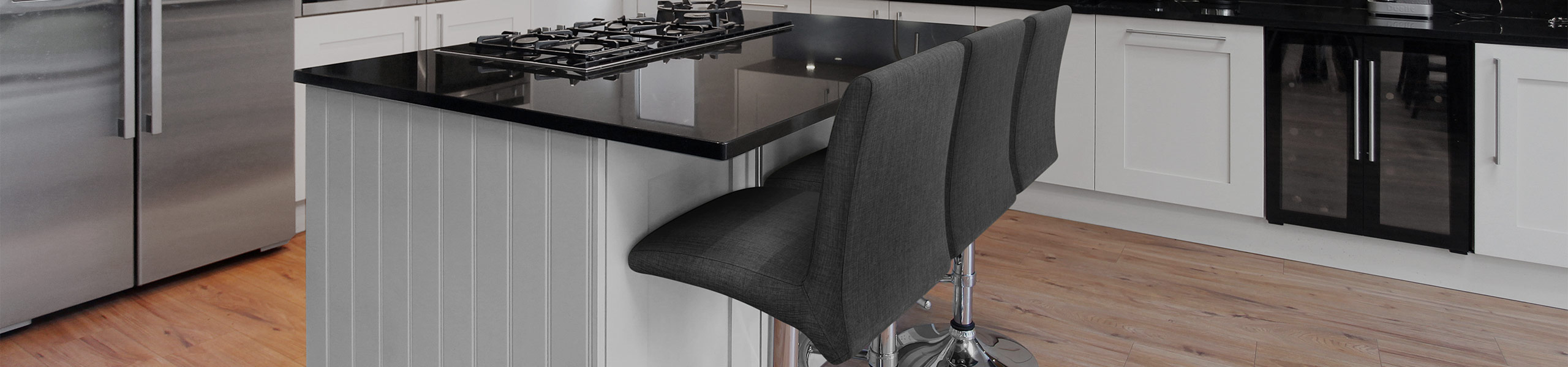 Deluxe High Back Stool Grey Fabric Video Banner