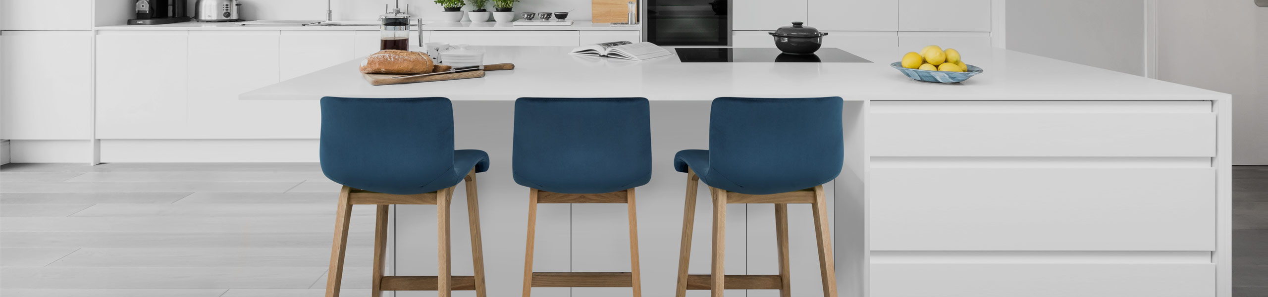 Drift Oak & Blue Velvet Stool Video Banner
