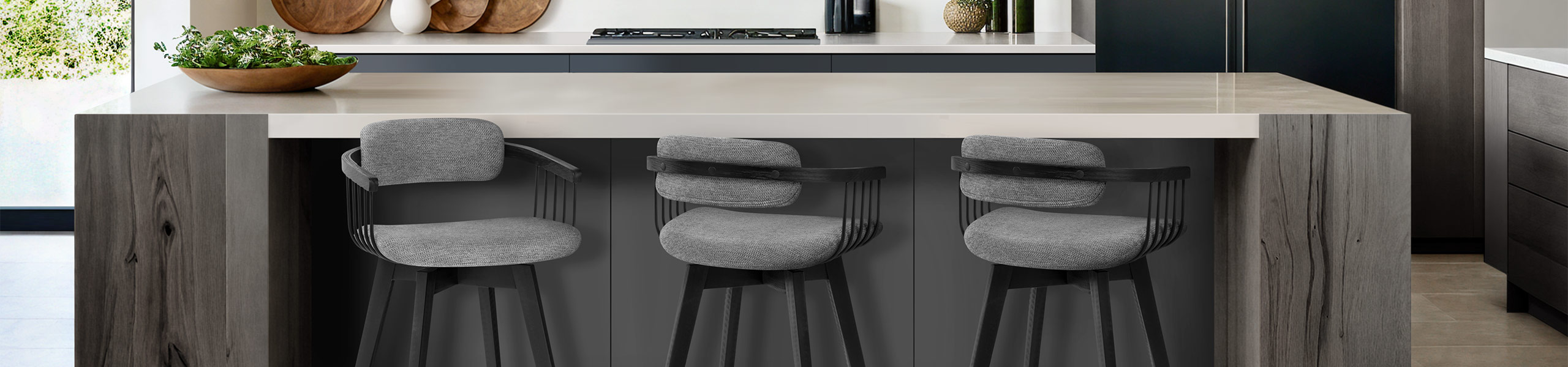 Electra Bar Stool Grey Fabric Video Banner