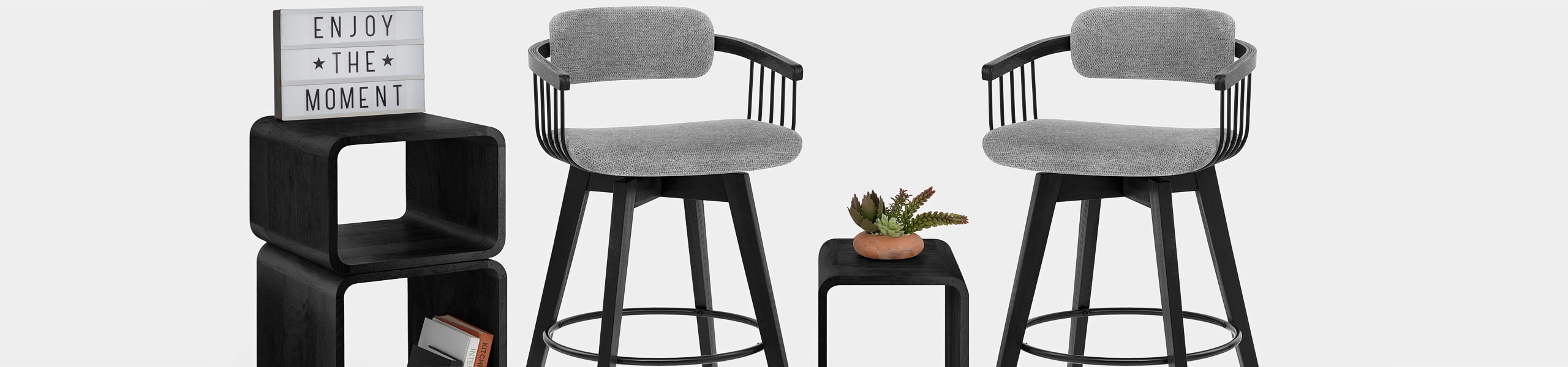 Electra Bar Stool Grey Fabric Video Banner