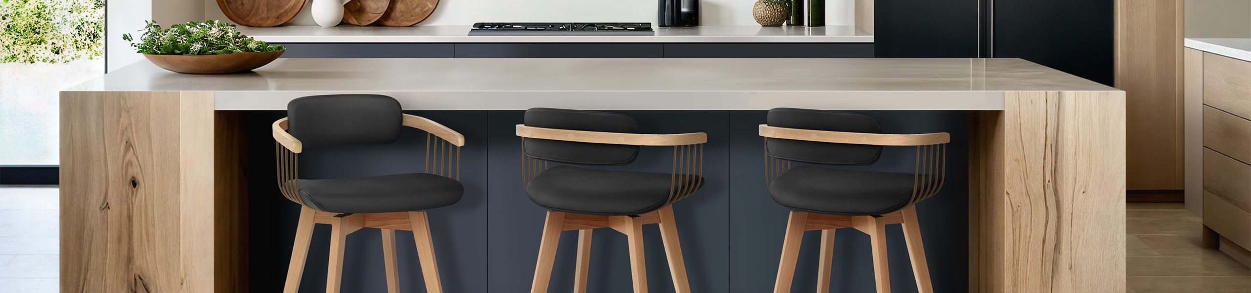 Electra Oak Real Leather Stool Black Video Banner
